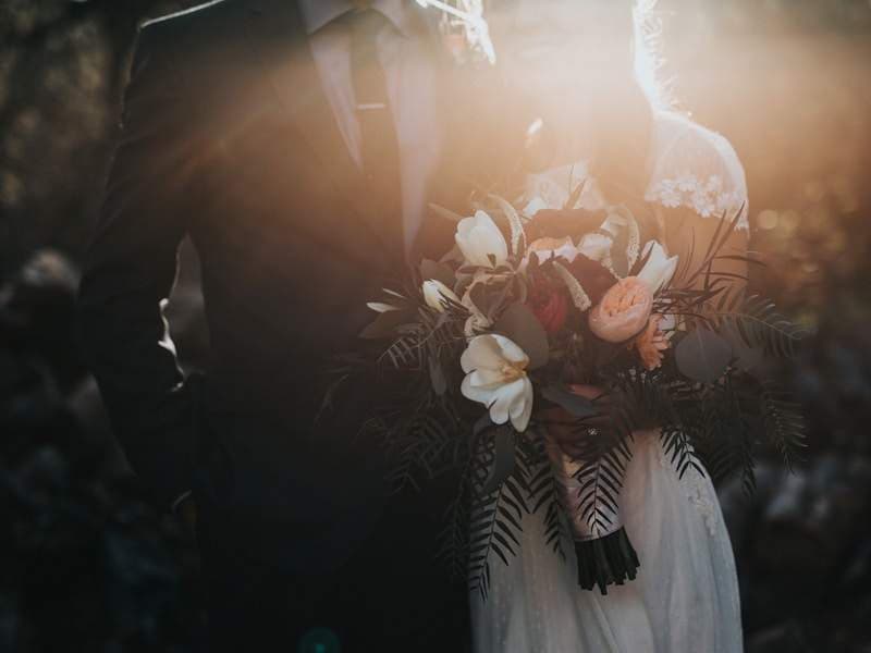 Wedding couple in warm golden-hour light — wedding photography by BK Bennett
